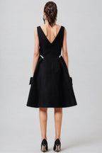 Loretty Sleeveless Flowers Pearl Midi Dress
