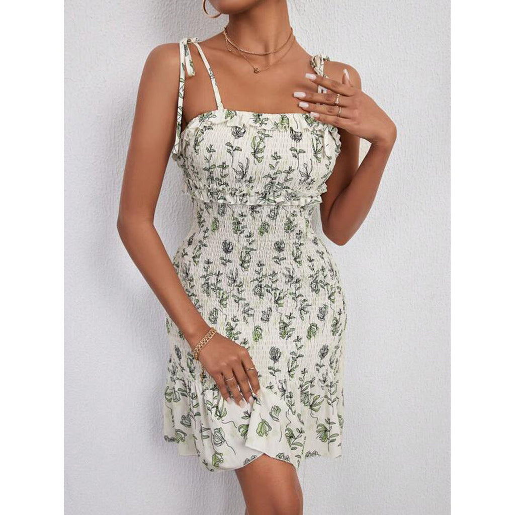 Xaviera Effortless Women's Floral Wrap Dress with Adjustable Straps and Ruffle Hem Elevated Occasion Wear