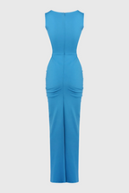 Celeste Blue Openwork Maxi Dress