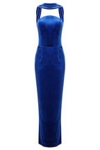 Liornd Blue Split Backless Maxi Dress