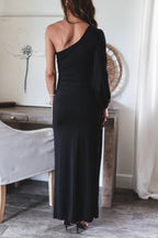 From The Source One Shoulder Maxi Dress Black