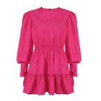Jailen Smocked Ruffle Dress Hot Pink