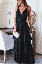 Formal Introduction Ruffle Tiered Maxi Dress Black