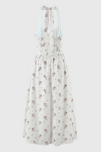 Zinnia Floral Print Stretch Cotton Halter Neck Midi Dress