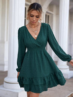 Samar Satin Embossed Cowl Neck Dress Hunter Green