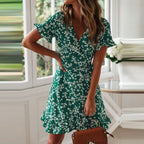 Jimena Effortless Women's Floral Shirt Dress with Ruffle Hem Boutique Collection