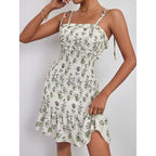 Xaviera Effortless Women's Floral Wrap Dress with Adjustable Straps and Ruffle Hem Elevated Occasion Wear