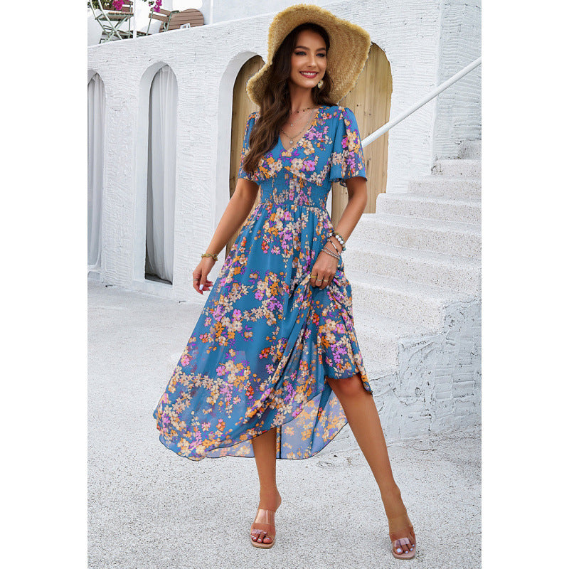 Yasmina Boutique Women's Floral Maxi Dress with Flutter Sleeves Collection