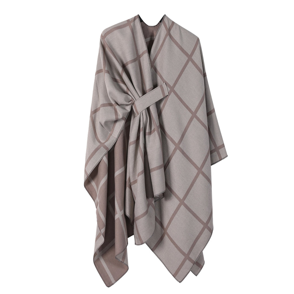 Bestselling Sidetied Plaid Split Cape Warm Crossborder Scarf