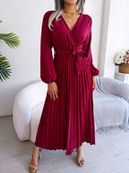 Cross Vneck Long Sleeve Dress