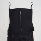 Strapless Fringe Black Dress
