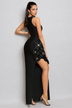 Noa Black 3D Floral Bandage Maxi Dress