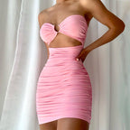 Othello Strapless Twist Front Midi Dress Orchid