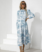 Tempe Floral Ruffle Midi Dress Blue