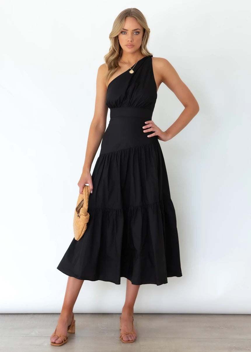 Fall In Love One Shoulder Maxi Dress Black