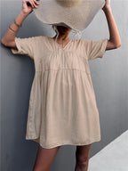 Goodness Cotton Pocketed Babydoll Dress Khaki