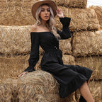 Waves Will Fade Pocketed Off The Shoulder Dress Onyx