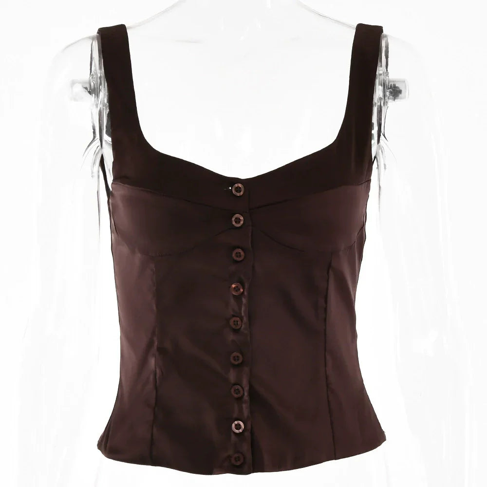 Casual Button-Front Strappy Top