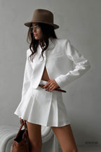 Stand-up Collar Cardigan Suit