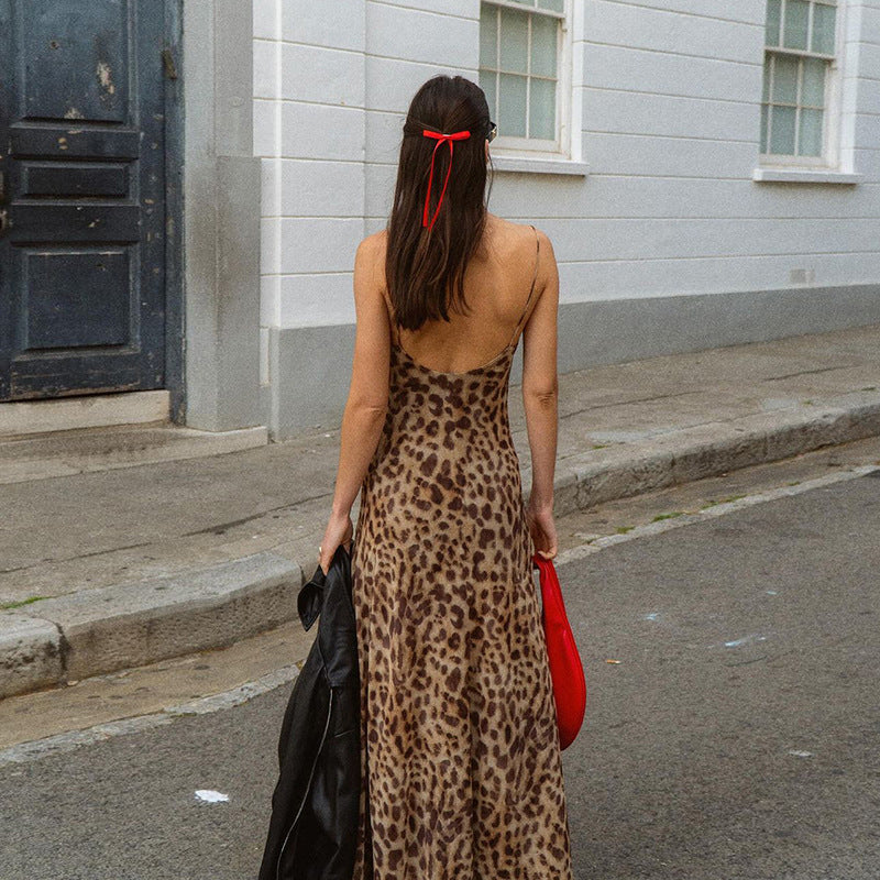 Leopard Aura Midi Dress Brown