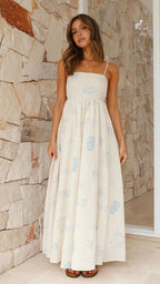Fresh Printed Personalized Back Cutout Sling Dress
