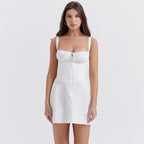 Sweet Elegance Slim Fit Basic Lace up Strap Dress for
