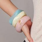 Irregular Geometric Round Acrylic Bracelet
