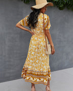 Nadine Floral Smocked Maxi Dress Mustard