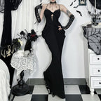 Dark versatile gothic style lace slim dress