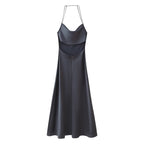 Love Letter Satin Cowl Neck Maxi Dress Black
