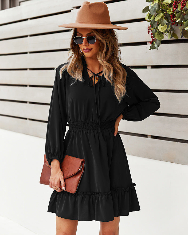 Indy Billowed Ruffle Dress Black