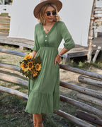 Yunay Satin Boho Maxi Dress Sage