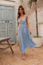 Trystan Floral Crochet Tiered Maxi Dress Blue FINAL