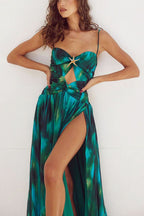 Unique Print Starfish Embellished Cutout Stretch One-piece Swimsuit