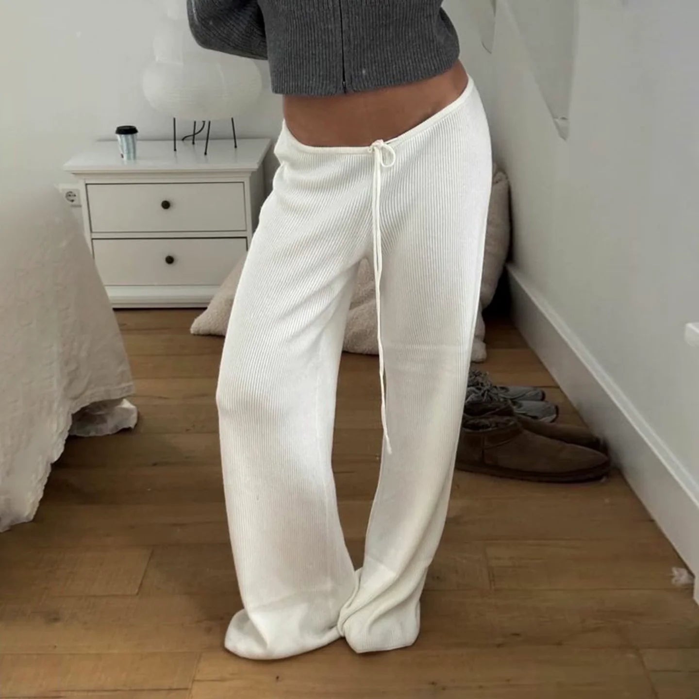 Mumtaz Ribbed Wide-Leg Knit Pants
