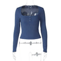 Rihanna Button-Up Square Collar Top