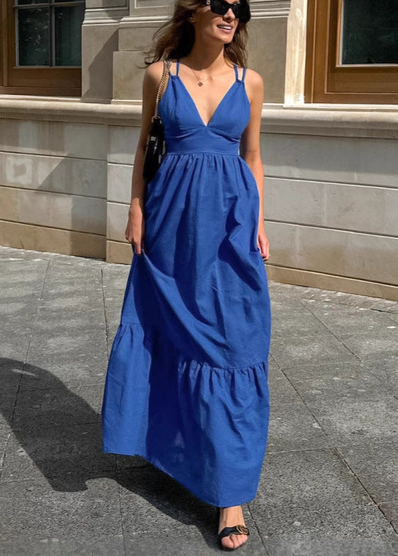 Celeste - Strappy TieRed Maxi Dress