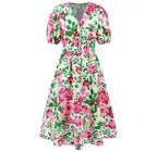 V Neck Bohemian Printed Dress A Line Dress
