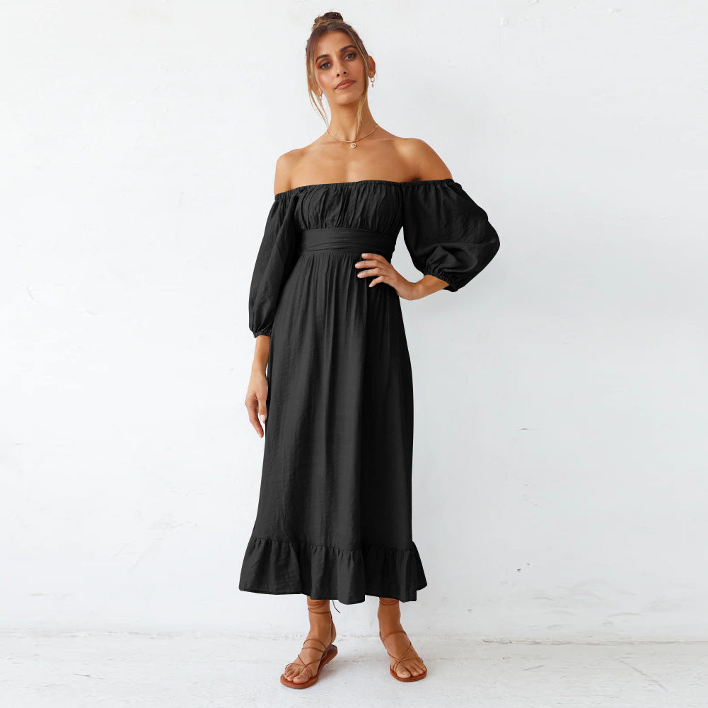 Samantha Puff Sleeve Midi Dress Black