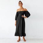Samantha Puff Sleeve Midi Dress Black