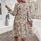 Pilar Chic Women's Floral Dress with Romantic Cut and Long Sleeves Boutique Collection