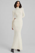 Satu White Knit Fishtail Maxi Dress