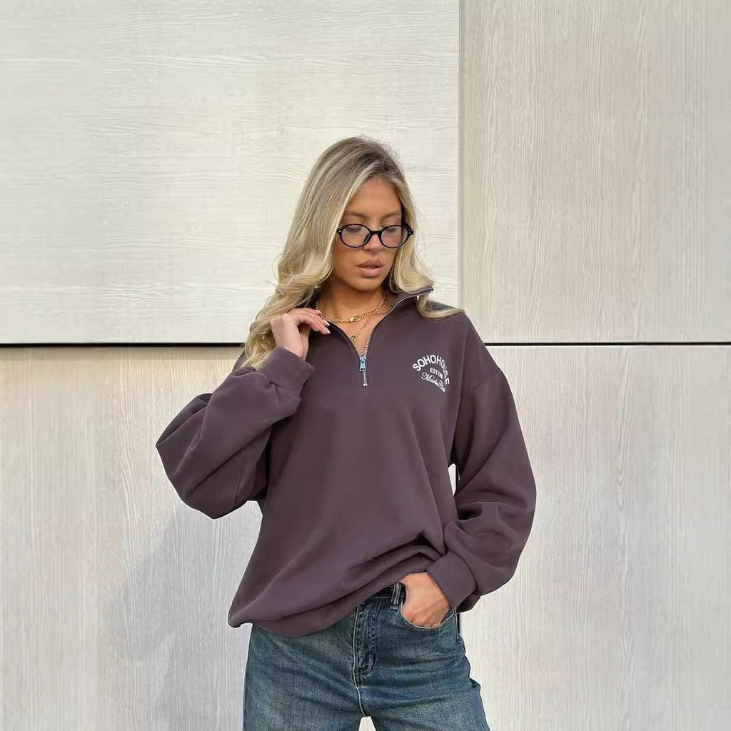 Casual Stylish Half-zip Oversize Sweatshirt