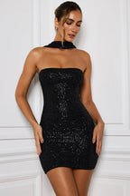 Sequin Sash Off-Shoulder Strapless Elegant Party Dress