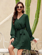 Slow Dance Satin Wrap Dress Hunter Green