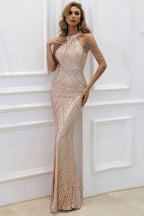 Tassel sequin host fishtail long slim dress