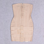 Knitted Apricot Tube Top Cloth Bag Buckle Party Bandage Sexy Backless Dress Crisscross