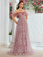 off Shoulder Large Slim Fit Evening Dress Birthday Party Cocktail Performance Graceful Formal Dress