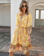 Sanibel Swiss Dot Boho Maxi Dress Pale Yellow