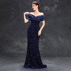Off Shoulder Evening Dress Slim Fishtail Christmas Party Dress for Summer